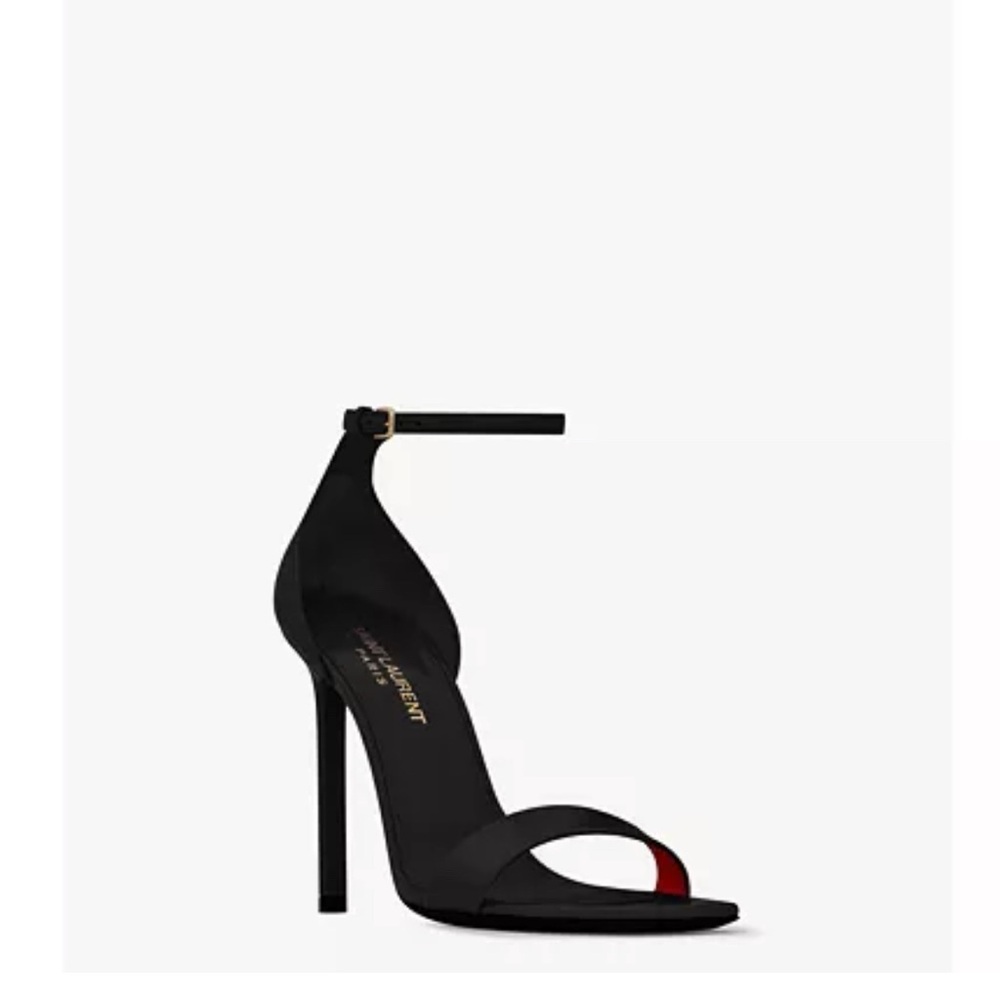 Saint Laurent Black Ankle Strap Heels